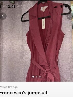 Francesca's Wine-Red Sleeveless Wrap Jumpsuit